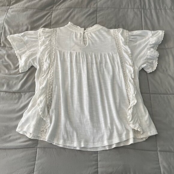 NWT Free People Top White Prairie Medium Cotton Oversized NEW Ivory Hippie $98 - Picture 12 of 15